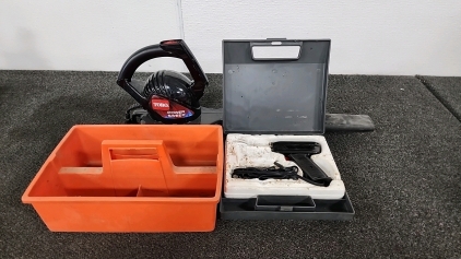 Toro Power Sweep Blower, Soldering Gun, & Open Tool Box