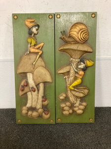 Set Of Two Midcentury Resin Wall Art "Elf Pixies"