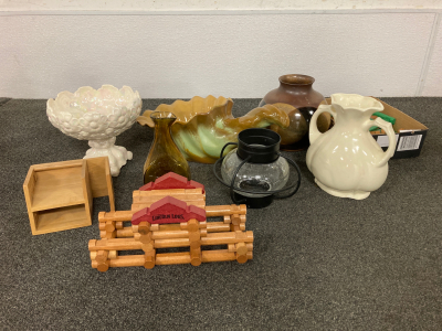 Vases, LIncoin Logs, Light Fixture, And More