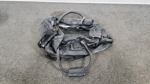 Large Black Leather Duffle Bag