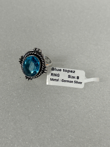 German Silver Blue Silver Ring Size 8