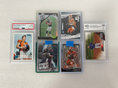 PSA 10 Drew Lock Rookie Card #303 and BCCG Grade 10 #WS Ben Zobrist Card also Included Rookie Cards (Trevor Lawrence, Max Jones, Sam Darnold)