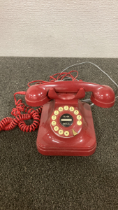 Vintage Red Rotary Telephone