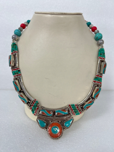 Beautiful Tibetan Turquoise and Coral Necklace