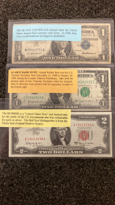 Silver Certificate, Barr And $2 Notes