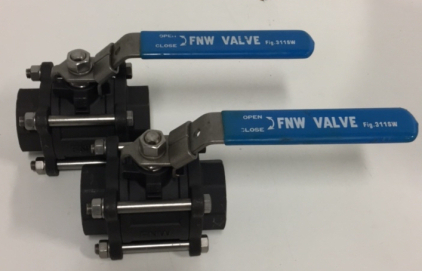 (2) FNW Valve 1-1/2” Carbon Steel Full Port Ball Valves