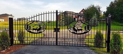 20' Wrought Iron Custom Driveway Gates - Idaho Wildlife