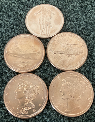 Assorted .999 Fine Copper Rounds