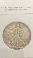 1941 S US 90% Silver Walking Liberty Half Dollar Coins - 2