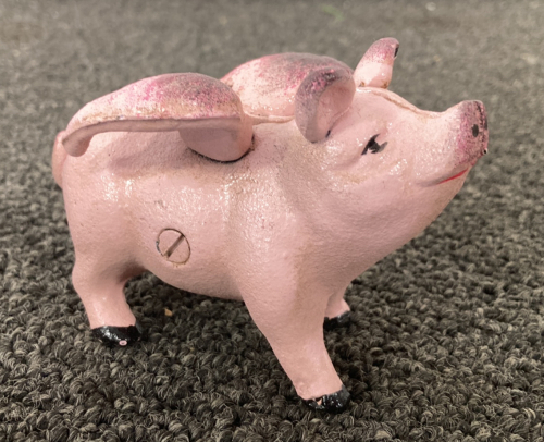 Cast Iron Flying Pig Coin Bank
