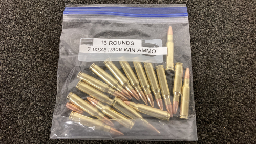 (16) Rounds 7.62x51/308 Win Ammo