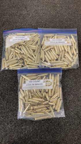 (3) Bags 100 Ct .223/5.56 Brass Casings