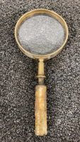 Antique Abalone And Brass Magnifying Glass