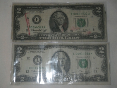 (2) 1976 2 Dollar Certificates