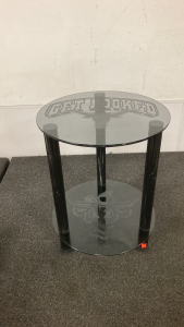 &ldquo;Get Hooked&rdquo; Etched Glass End Table