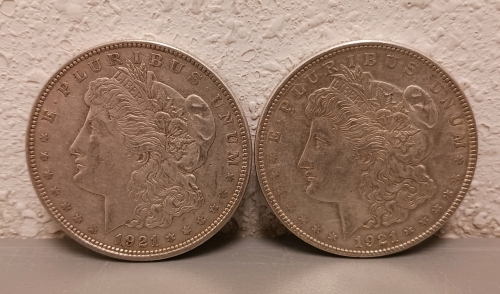 (2) 1921 Silver Morgan Dollars - Verified Authentic