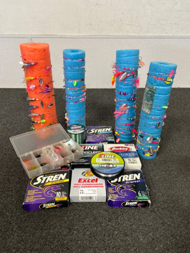 Assorted fishing Tackle Includes Lures, Fish line and More