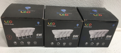 (3) LED Par20 Bulbs 4pks, (1) Basic LED Bulbs 4k