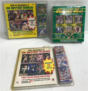 (2) 1990-91 Baseballs 100 Hottest Rookies, Baseball Best Puzzle And Cards