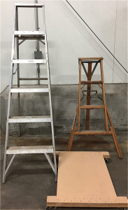 6ft Metal Ladder- Wood 4Ft Ladder- Wheel Cart