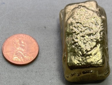 (1) Gold Recovery Bar Melted From Computer Pins 120.10 Grams…Unknown Gold Content