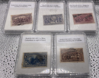 (5) 1893 Columbian Exposition Commemorative Stamps. These Are The First Commemorative Stamps Issued By The US