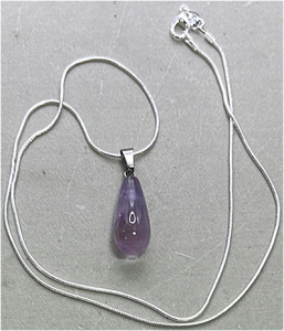 (1) Amethyst Waterdrop Gemstone .925 Necklace