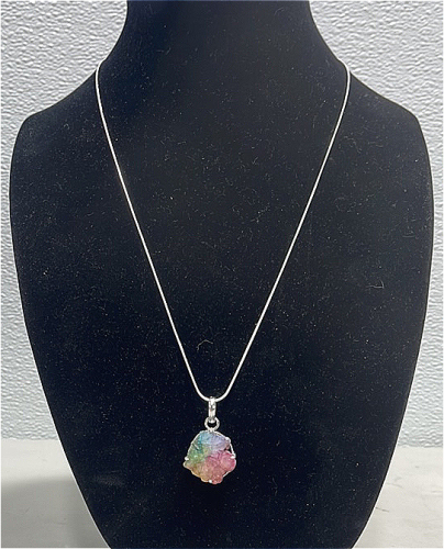 (1) Solar Quartz Gemstone Silver Necklace .925