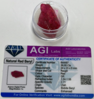 (1) Natural Utah Red Beryl Bixbite Gemstone W/ COA