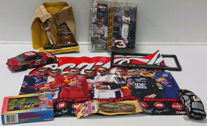 Nascar Memorabilia Including Playing Card With Tin, A Poster And Other Collapsibles