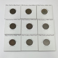 (9) 1900-1908 Indian Head Cents (Carded)