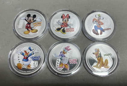 (6) Disney Character/ New Zealand Elizabeth II 2020 Collectible 1oz Coins… Mickey Mouse, Minnie Mouse, Donald Duck, Daisy Duck, Goofy And Pluto