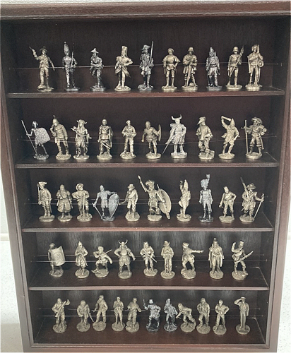 (50) Pewter Warrior Figures Throughout History in Wood Case