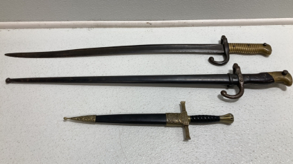 (2) Short Swords, (1) Dagger