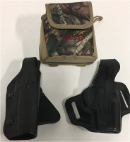 (2) Galco Brand Leather Holsters (1) Fieldline Pro Series Optics Case