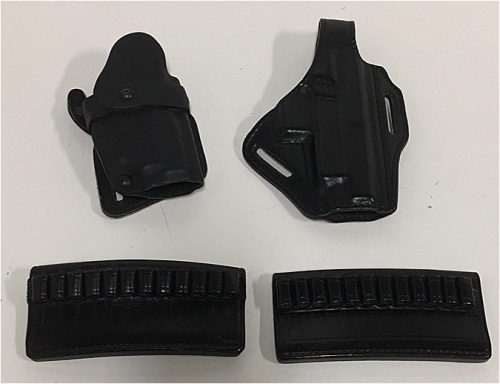 (2) SafariLand Leather Holsters (2) Leather Ammunition Holders