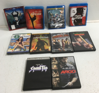 (4) Assorted Blu Rays , (6) Assorted DVDs