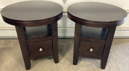 (2) Wood Side Tables w/ Drawer