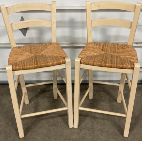 (2) Wood Frame - Wicker Seat Chairs