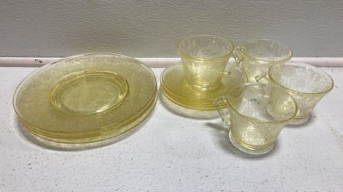 12pc Yellow Glass Dishware