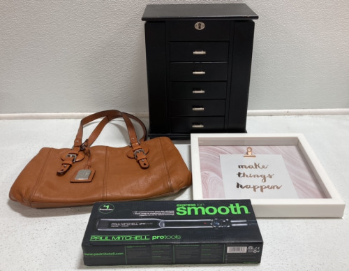 Jewelry Box, Ralph Lauren Purse, Shadow Box, Paul Mitchell Flat Iron