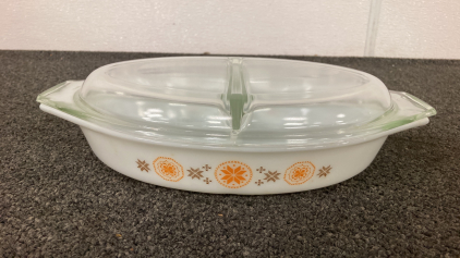 Vintage 1.5Qt Split Pyrex Casserole Dish With Lid