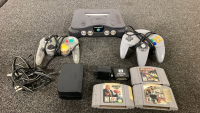 Vintage Nintendo 64 With Controllers, Games And More. Missing Part Of Power Cord