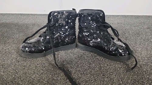 Girls Black Glitter Boots