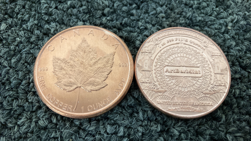 (2) One Ounce .999 Fine Copper Rounds