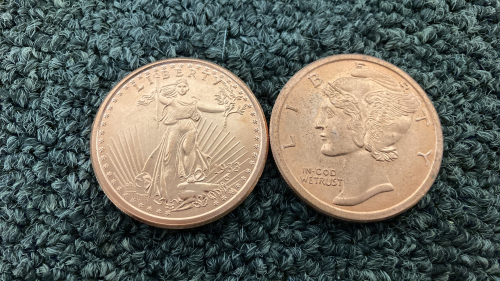 (2) One Ounce .999 Fine Copper Rounds