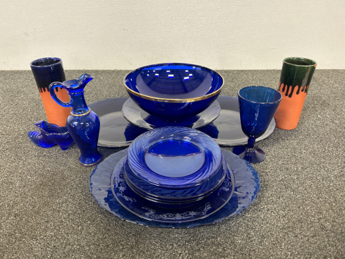 Vintage 1950s Cobalt Blue Glassware