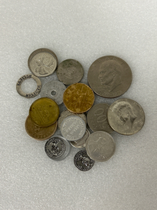 Bag of Foreign Coins and Tokens