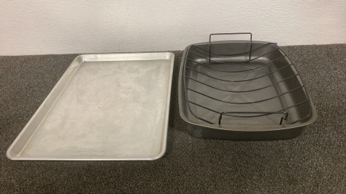 Aluminum Baking Tray, Large Non Stick Roasting Pan Roaster with V Rack