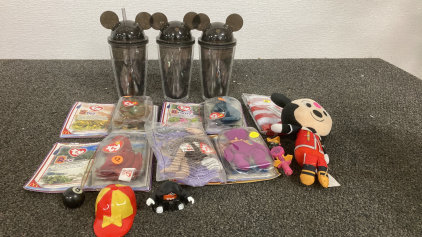 (3) Mickey Cups, Vintage Dinasour Trio, and More